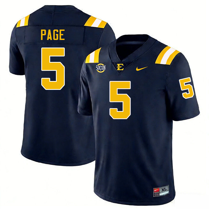 East Tennessee State Buccaneers #5 Karim Page College Football Jerseys,Uniforms-Navy